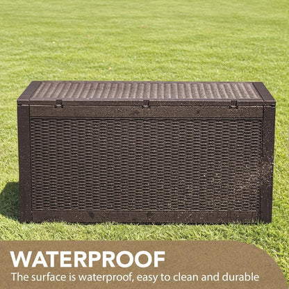 100 Gallon Large Resin Deck Box Waterproof Lockable Outdoor Storage Black