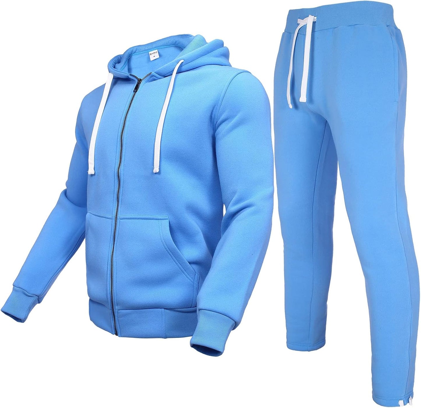 2 Piece Casual Sweat Jogging Suit Set Athletic Full Zip Hoodies