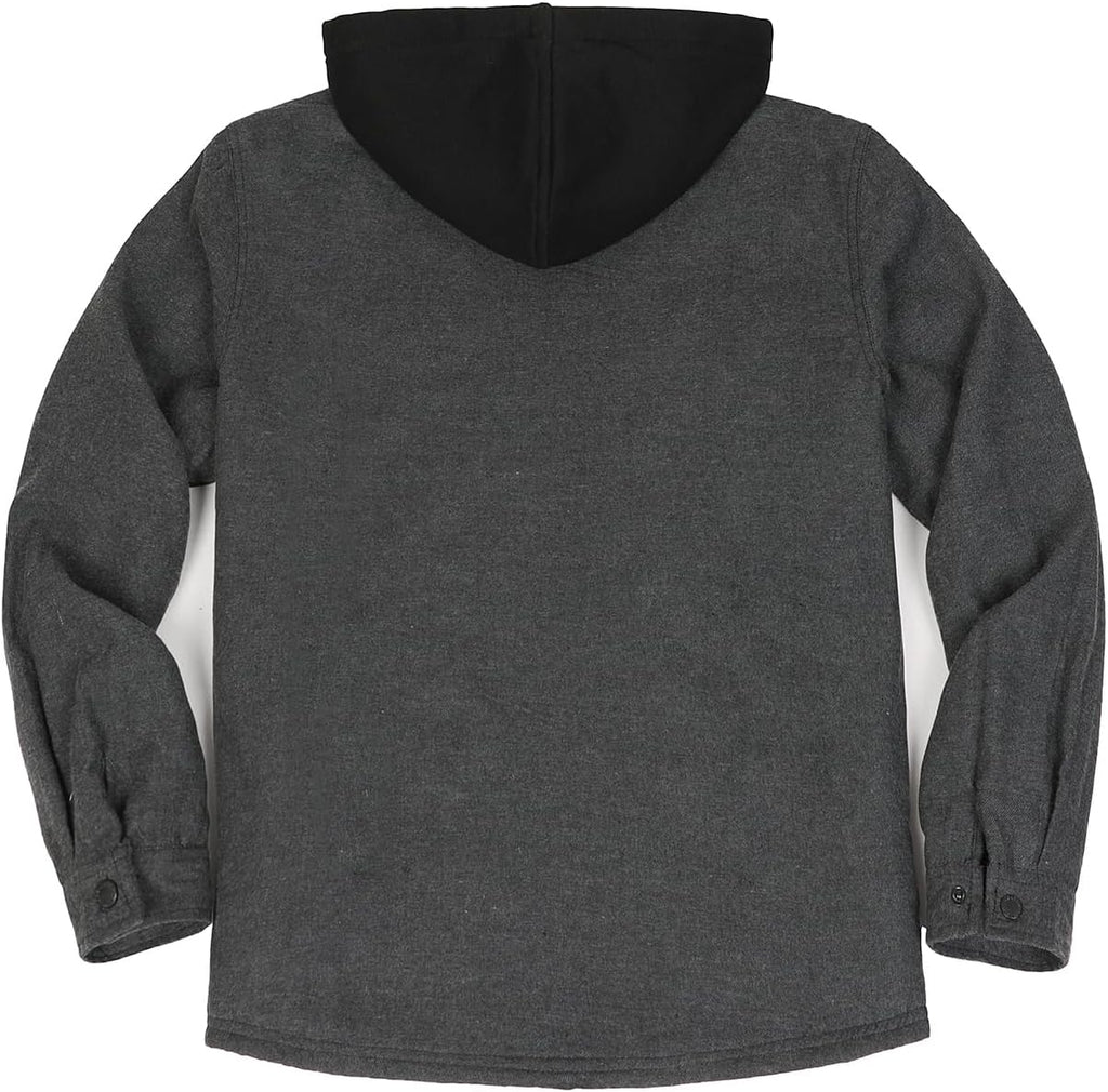 Men's Sherpa Lined Full Zip Hooded Plaid Shirt Jacket