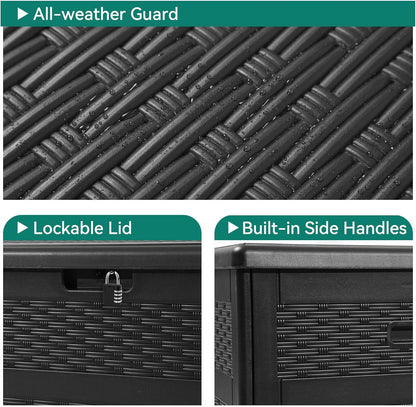 100 Gallon Resin Deck Box Weather Resistant Lockable Outdoor Storage Taupe