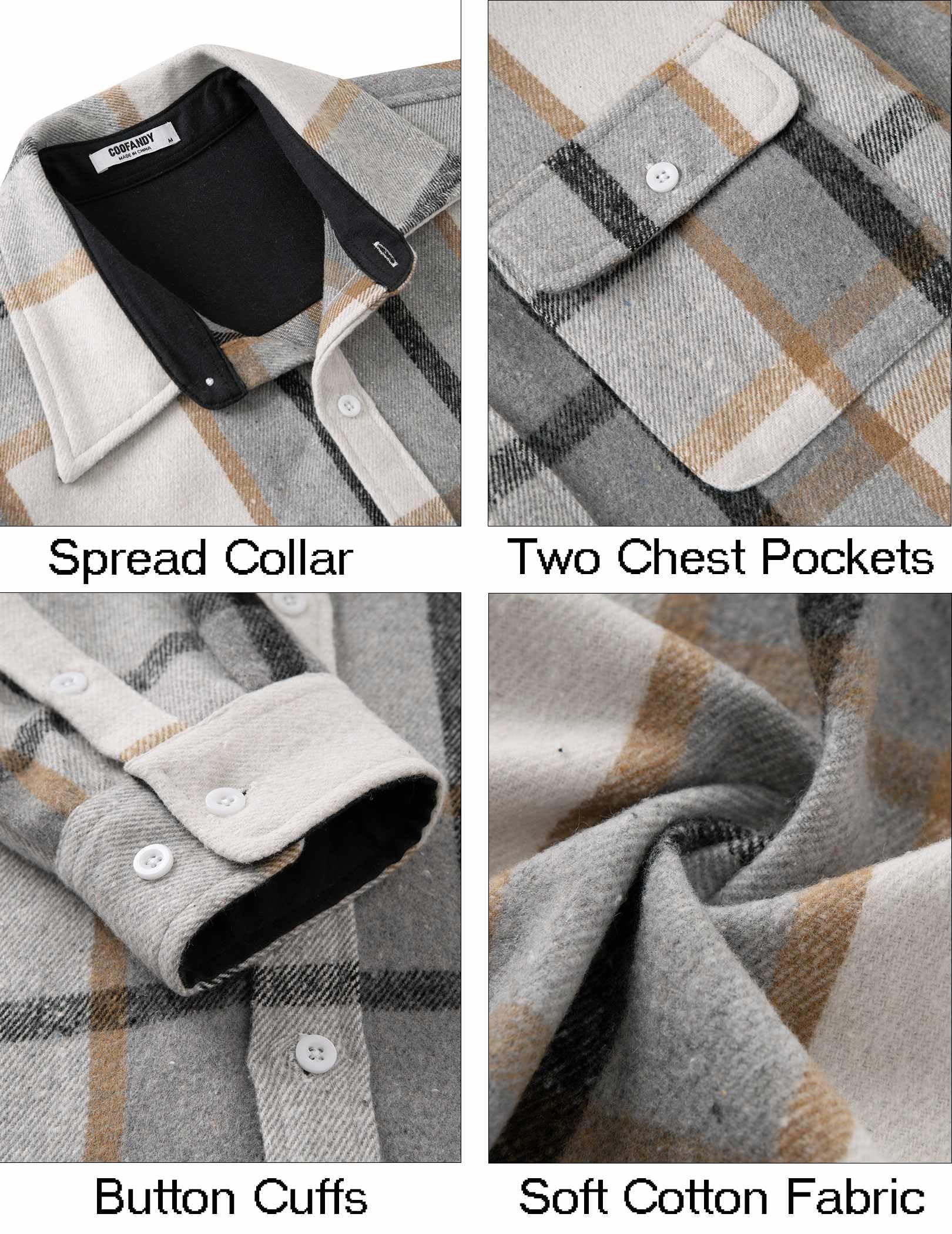 Mens Plaid Flannel Shirt Cotton Long Sleeve Button Down Casual Top