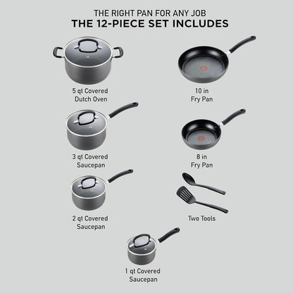 14 Piece Hard Anodized Nonstick Cookware Set Pots Pans Fry Pans and Dutch Oven
