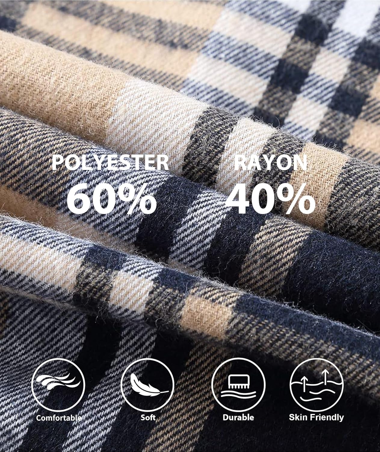 3 Pack Men's Flannel Hoodie Shirts Long Sleeve