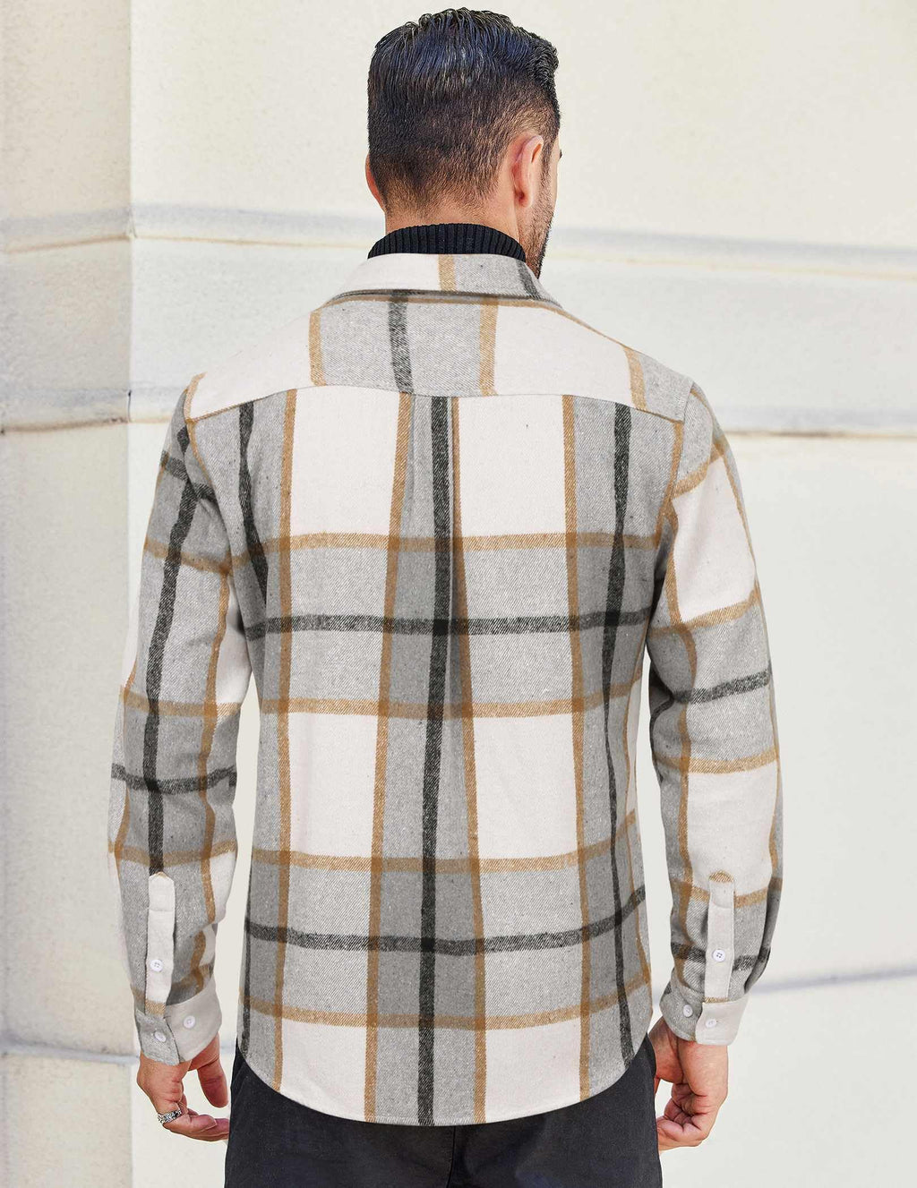 Mens Plaid Flannel Shirt Cotton Long Sleeve Button Down Casual Top