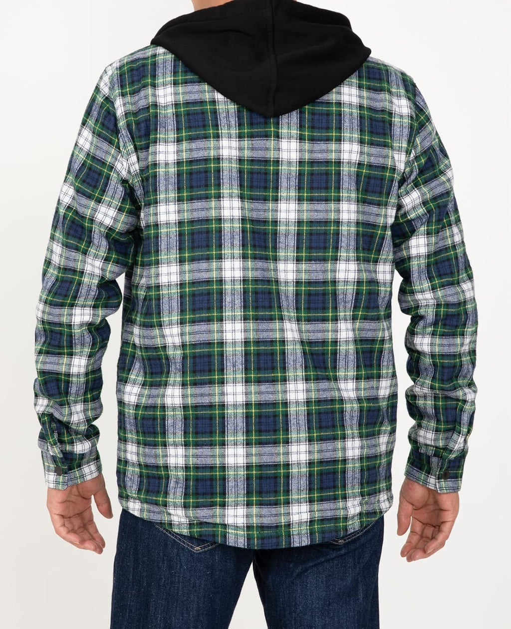 Men's Sherpa Lined Full Zip Hooded Plaid Shirt Jacket