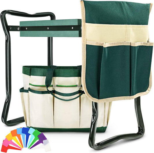 Upgraded Foldable Garden Kneeler and Seat with Soft Pad and Tool Pouches