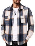 Mens Casual Flannel Shirt Cotton Plaid Long Sleeve Button Down Shirt