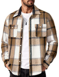 Mens Cotton Plaid Flannel Shirt Casual Long Sleeve Button Down Top