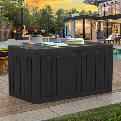 100 Gallon Resin Deck Box Weather Resistant Lockable Outdoor Storage Taupe