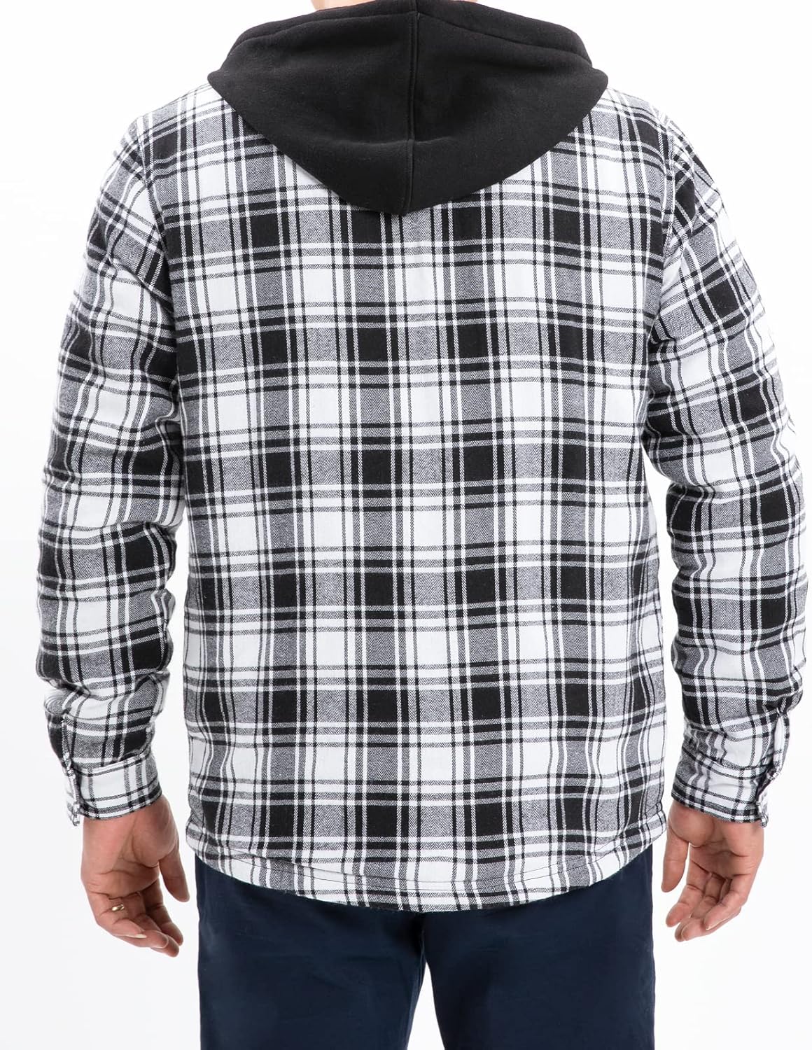 Men's Sherpa Lined Full Zip Hooded Plaid Shirt Jacket