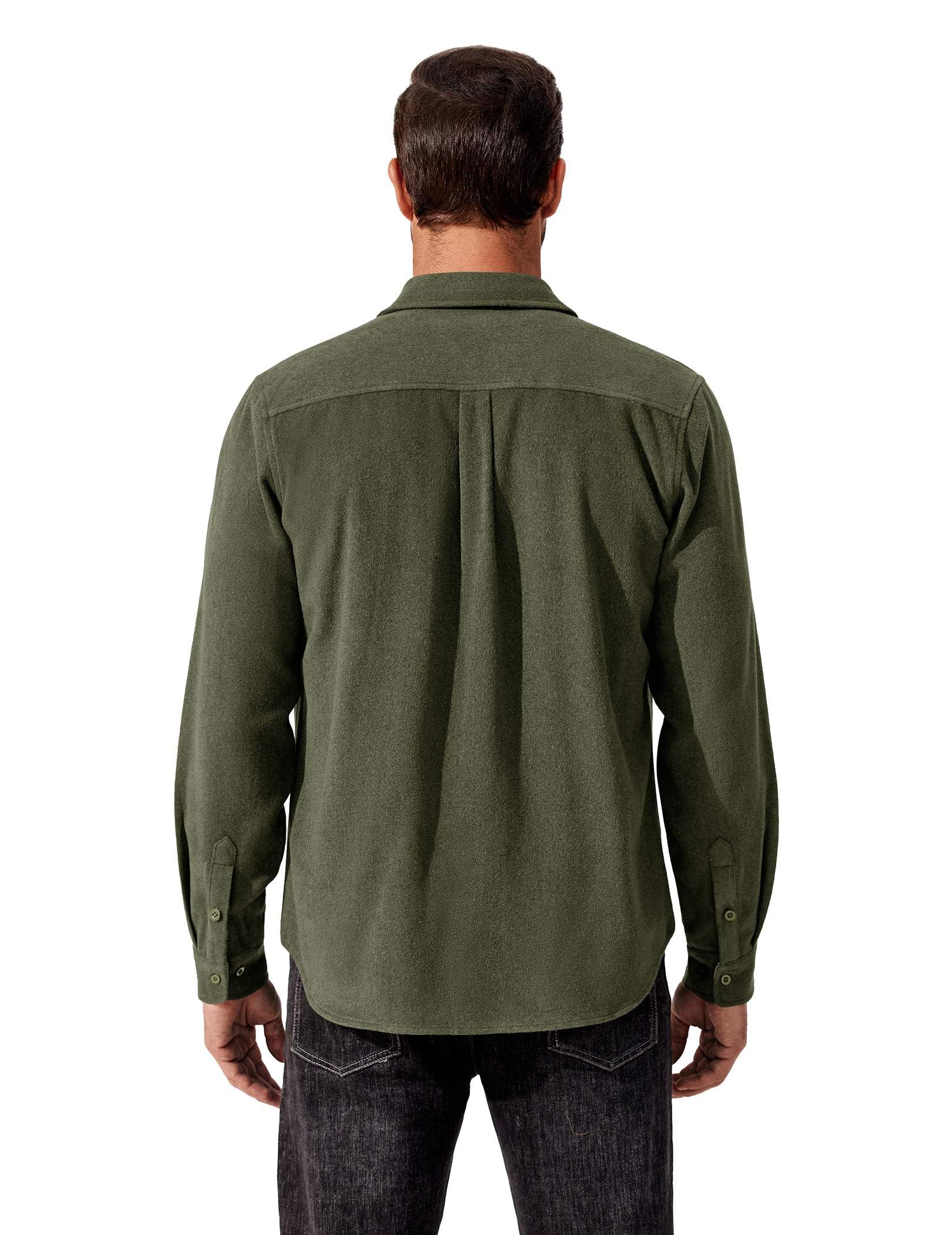Mens Cotton Flannel Plaid Long Sleeve Shirt Casual Work Jacket