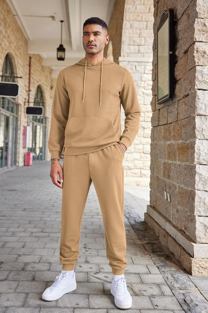 Men's Tracksuits 2 Pieces Waffle Hoodies Jogging Suit Set