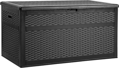100 Gallon Resin Deck Box Weather Resistant Lockable Outdoor Storage Taupe