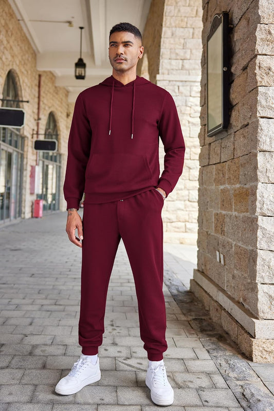 Men's Tracksuits 2 Pieces Waffle Hoodies Jogging Suit Set