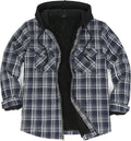 Men's Sherpa Lined Full Zip Hooded Plaid Shirt Jacket