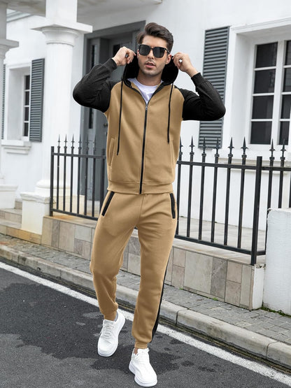 Men's Tracksuit 2 Pieces Set Zip Up Hoodie Outfit with Pockets