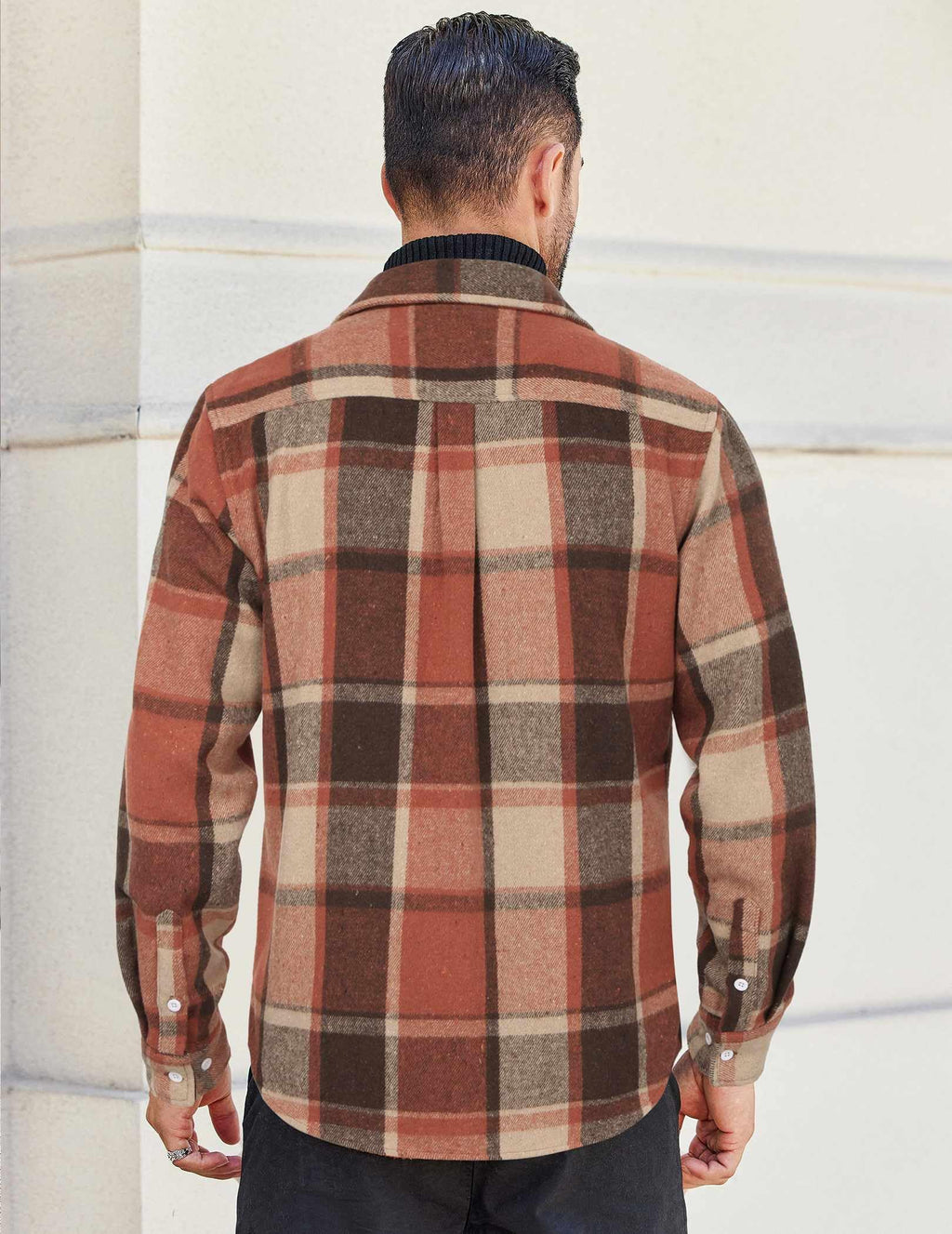 Mens Long Sleeve Cotton Flannel Plaid Shirt Casual Button Down