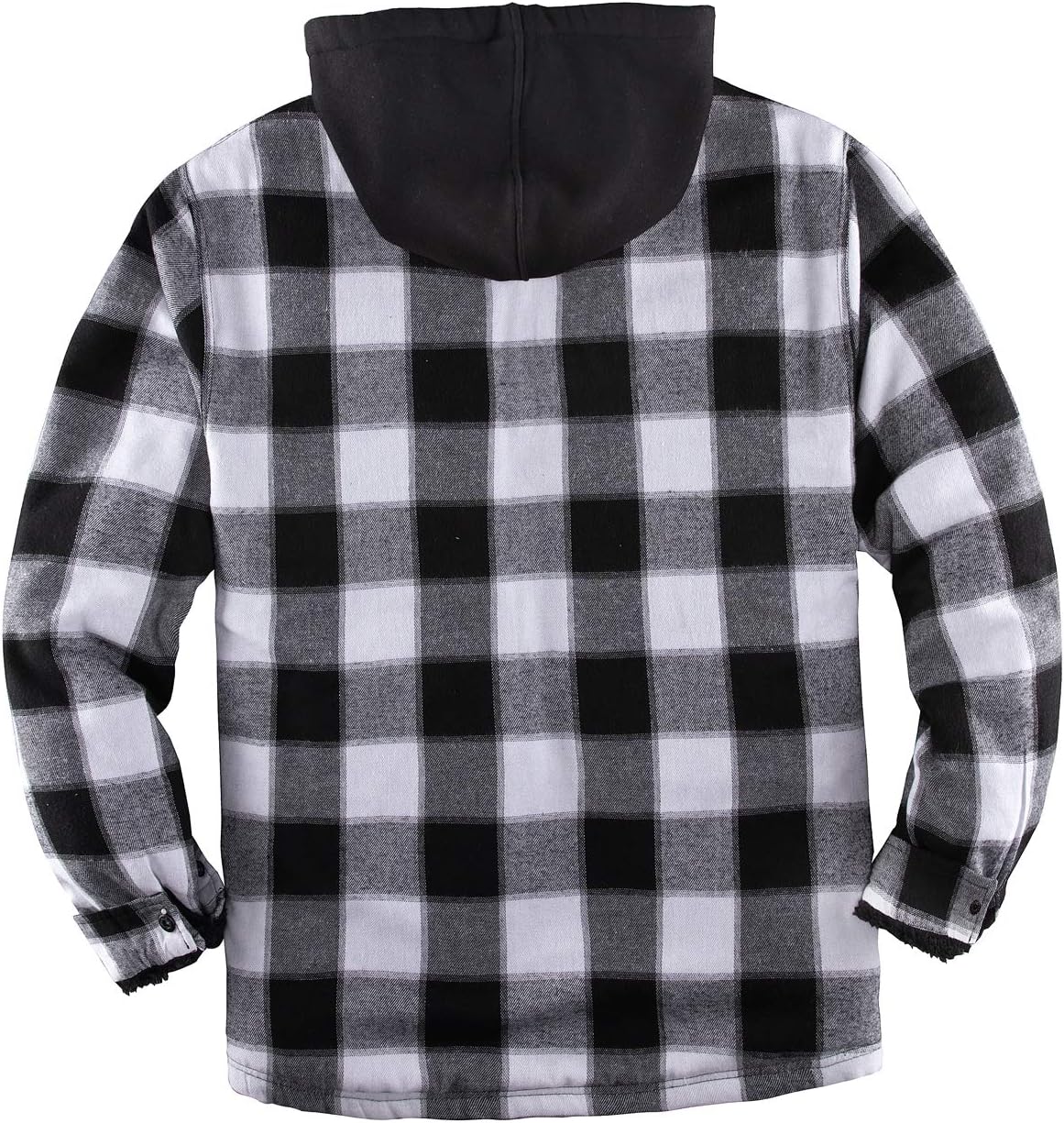 Men's Sherpa Lined Full Zip Hooded Plaid Shirt Jacket