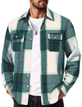 Mens Long Sleeve Cotton Flannel Shirt Plaid Casual Button Down Top