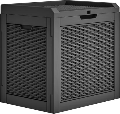 100 Gallon Resin Deck Box Weather Resistant Lockable Outdoor Storage Taupe
