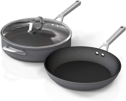 13 Piece Foodi NeverStick Hard Anodized Nonstick Cookware Set Oven Safe Grey