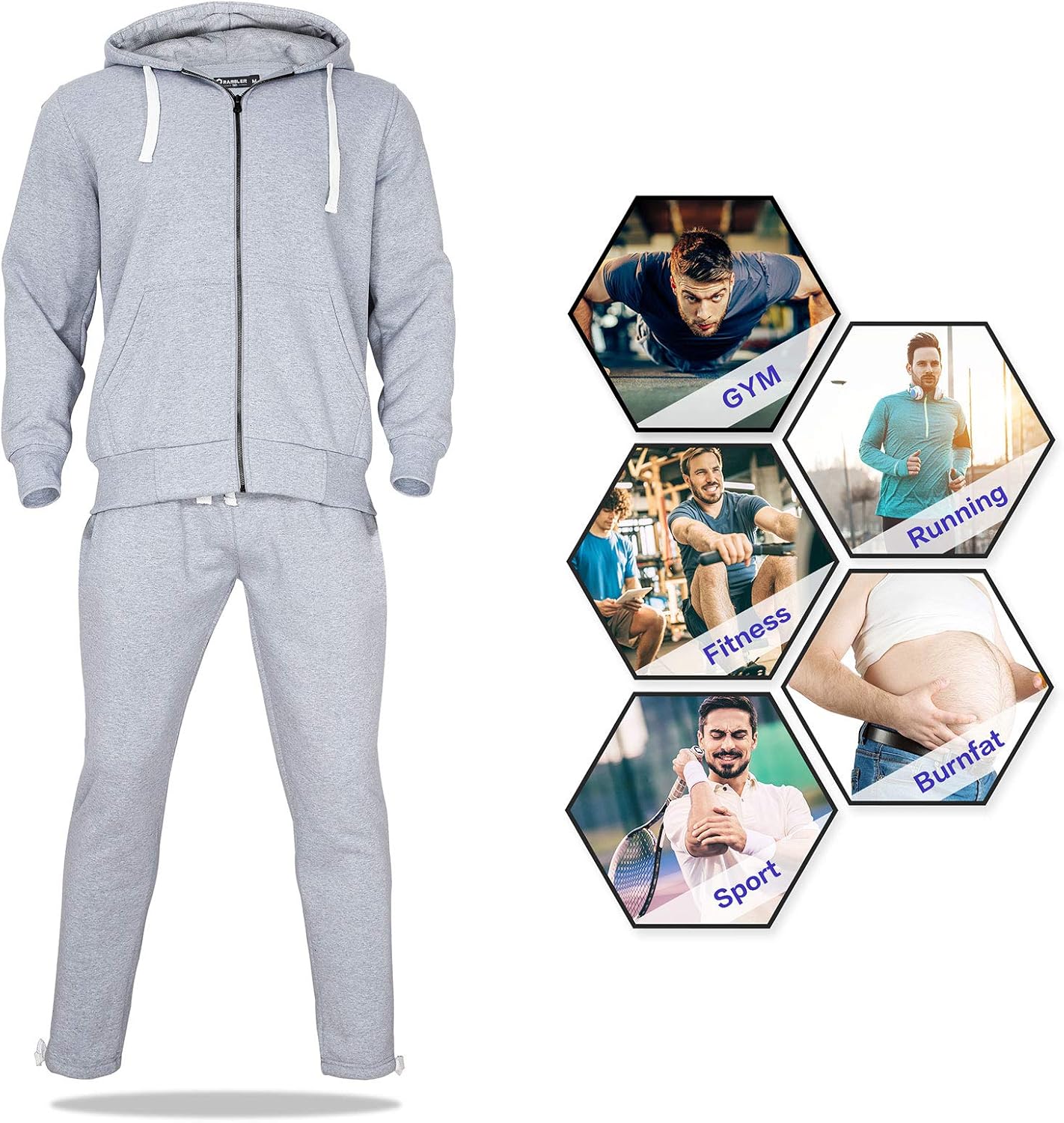 2 Piece Casual Sweat Jogging Suit Set Athletic Full Zip Hoodies