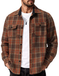 Mens Long Sleeve Flannel Shirt Cotton Plaid Casual Button Down Top