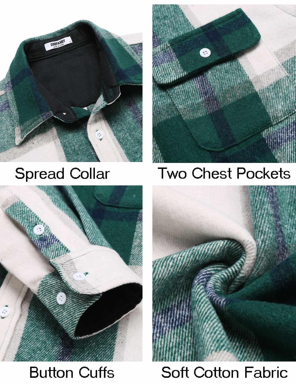 Mens Long Sleeve Cotton Flannel Shirt Plaid Casual Button Down Top