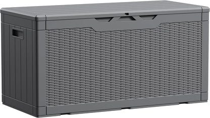100 Gallon Large Resin Deck Box Waterproof Lockable Outdoor Storage Black