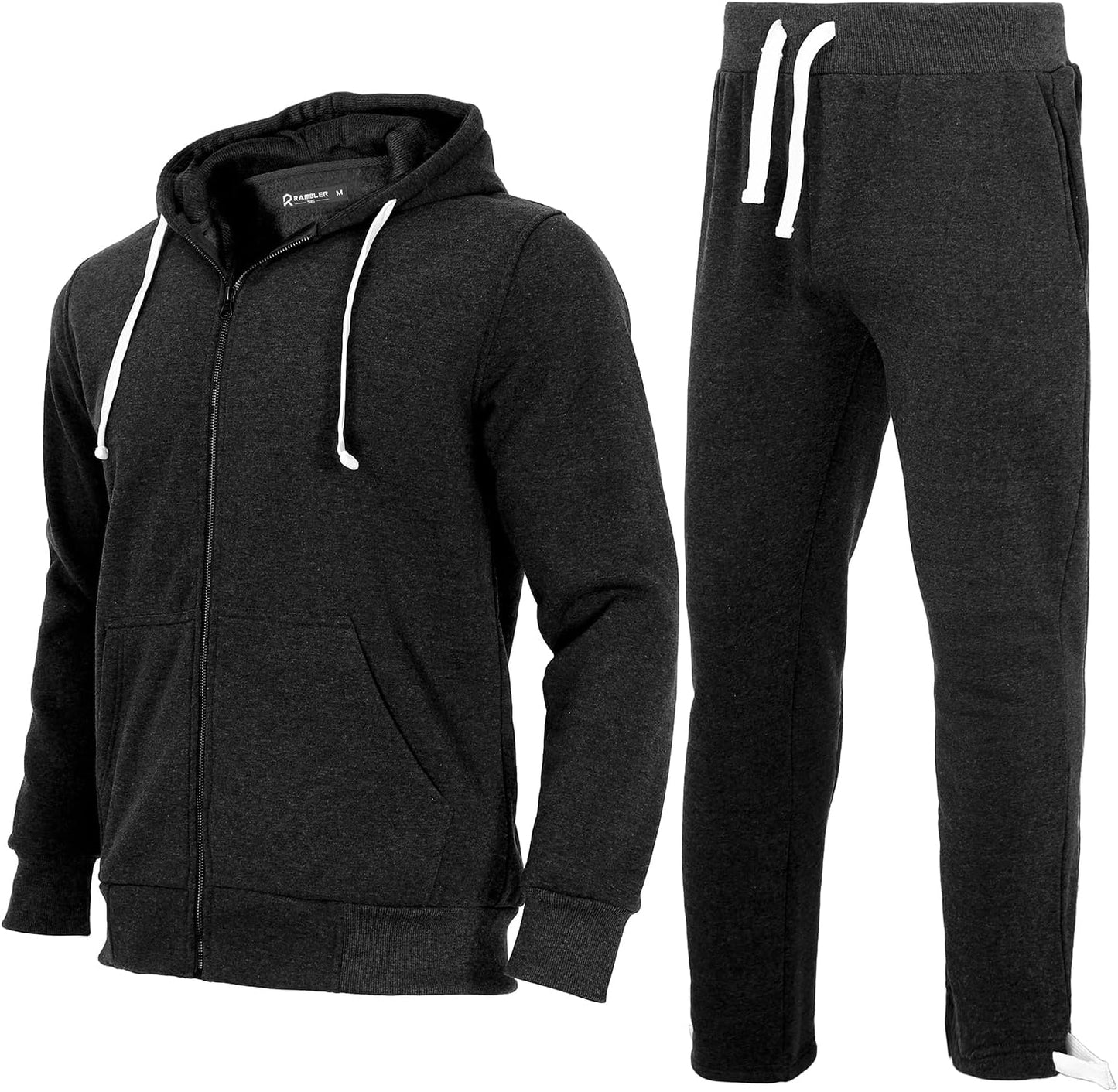 2 Piece Casual Sweat Jogging Suit Set Athletic Full Zip Hoodies