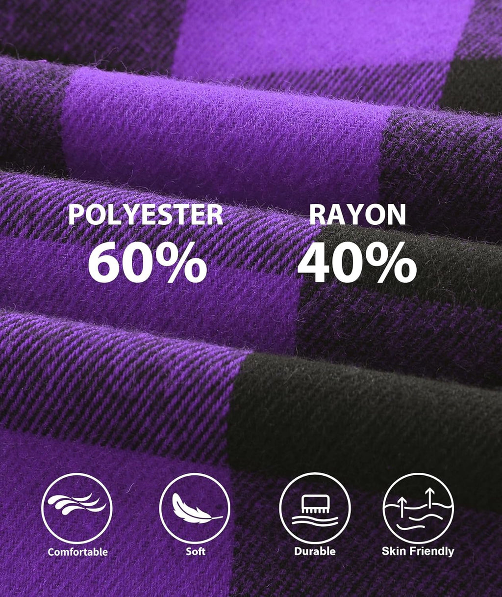 3 Pack Men's Flannel Hoodie Shirts Long Sleeve