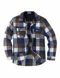 Mens Cotton Flannel Shirt Long Sleeve Plaid Button Down Casual Shirt Jacket