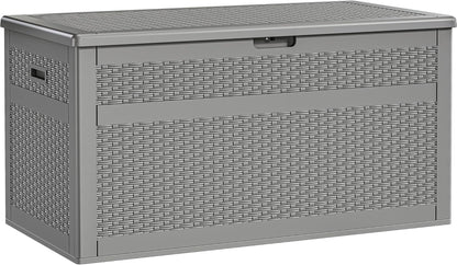 100 Gallon Resin Deck Box Weather Resistant Lockable Outdoor Storage Taupe