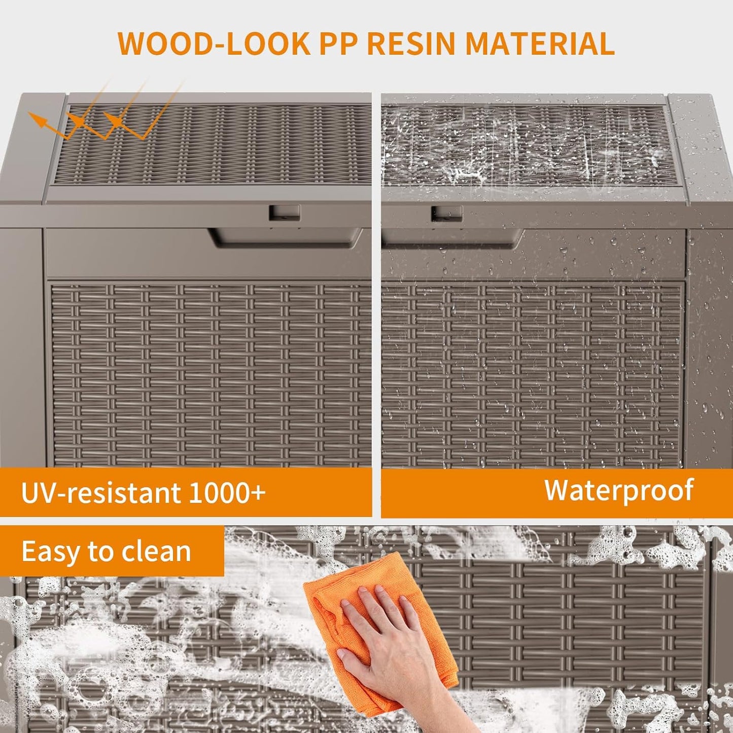 100 Gallon Resin Deck Box Lockable Waterproof Outdoor Storage Black