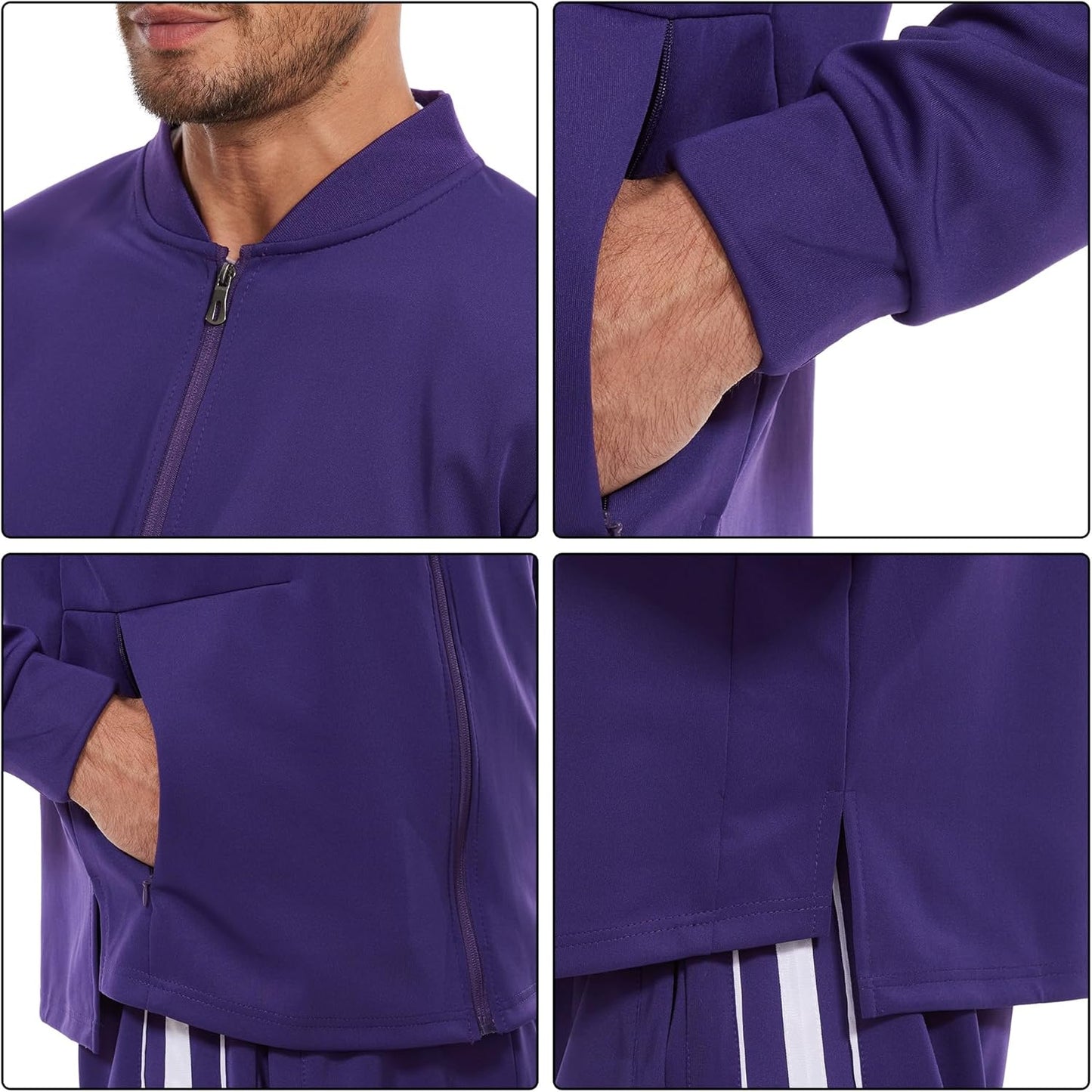 2 Piece Casual Sweat Jogging Suit Set Athletic Full Zip Hoodies