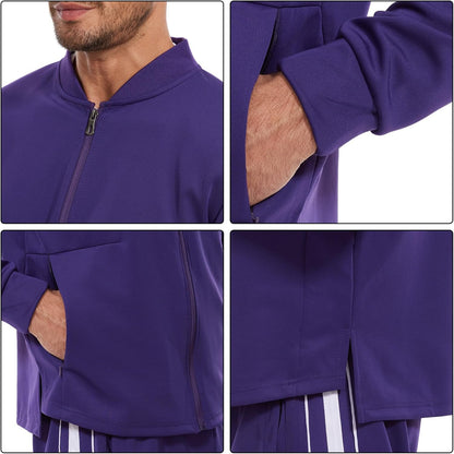 2 Piece Casual Sweat Jogging Suit Set Athletic Full Zip Hoodies