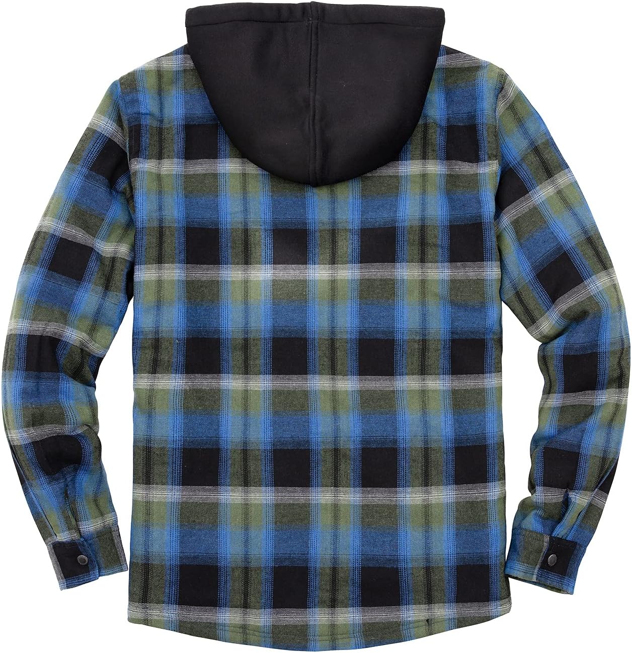 Men's Sherpa Lined Full Zip Hooded Plaid Shirt Jacket