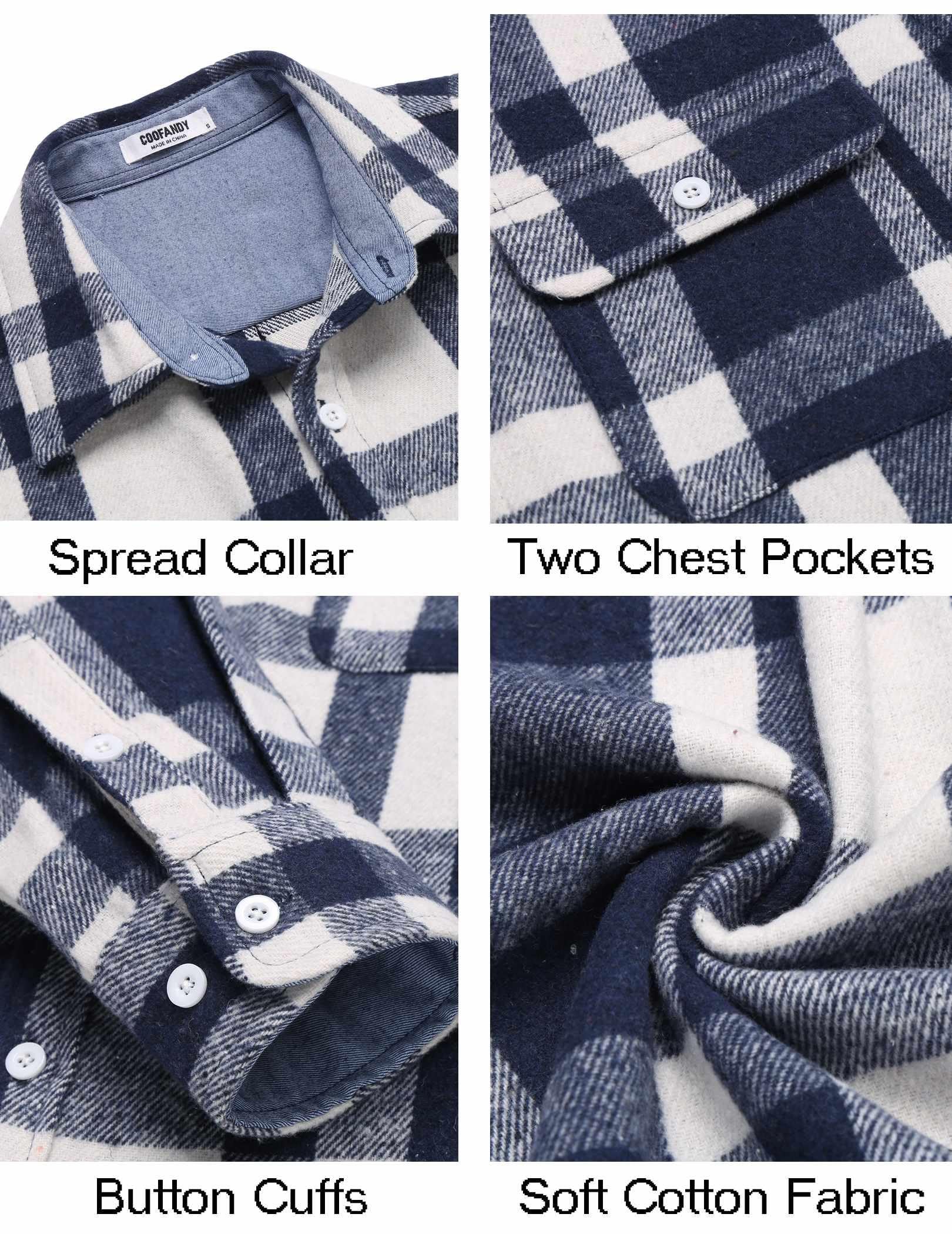 Mens Plaid Cotton Flannel Long Sleeve Shirt Jacket Casual Wear