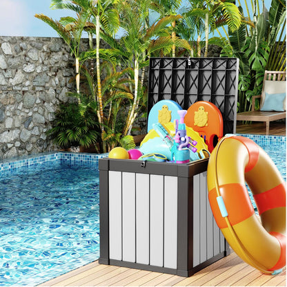100 Gallon Resin Deck Box Lockable Waterproof Outdoor Storage Black