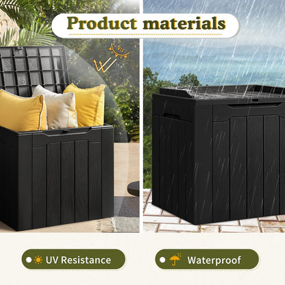 100 Gallon Large Resin Deck Box Waterproof Lockable Outdoor Storage Black