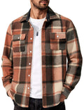 Mens Long Sleeve Cotton Flannel Plaid Shirt Casual Button Down