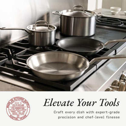 10 Piece Stainless Steel Cookware Set Frying Pans Saucepans Saucier Stock Pot