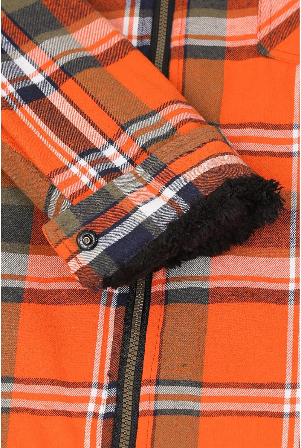 Men's Sherpa Lined Full Zip Hooded Plaid Shirt Jacket