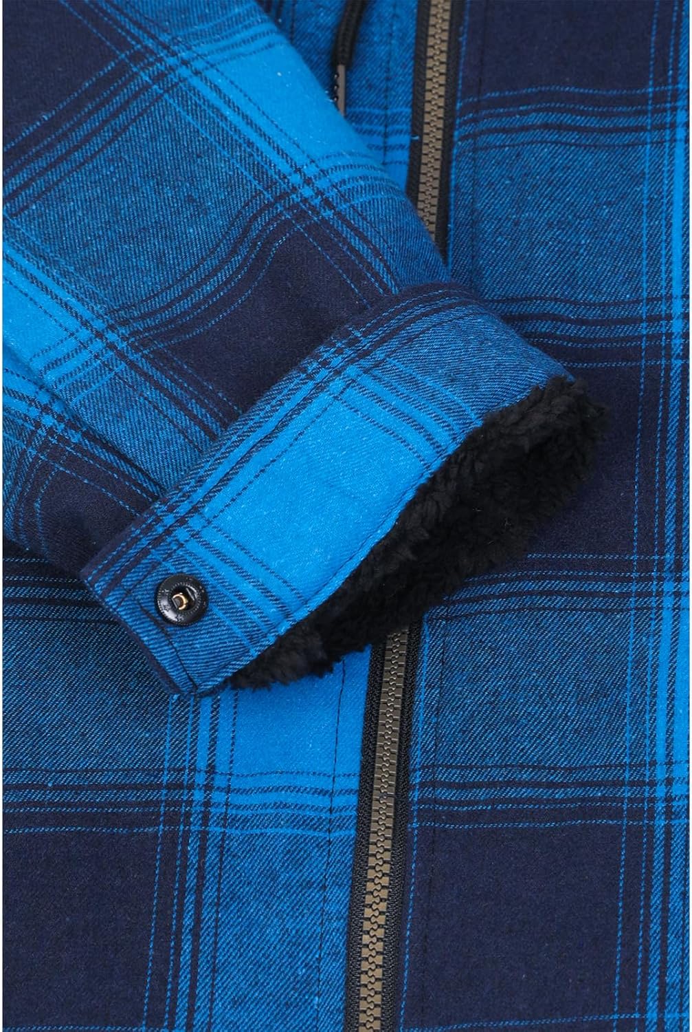 Men's Sherpa Lined Full Zip Hooded Plaid Shirt Jacket