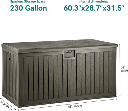 100 Gallon Resin Deck Box Weather Resistant Lockable Outdoor Storage Taupe