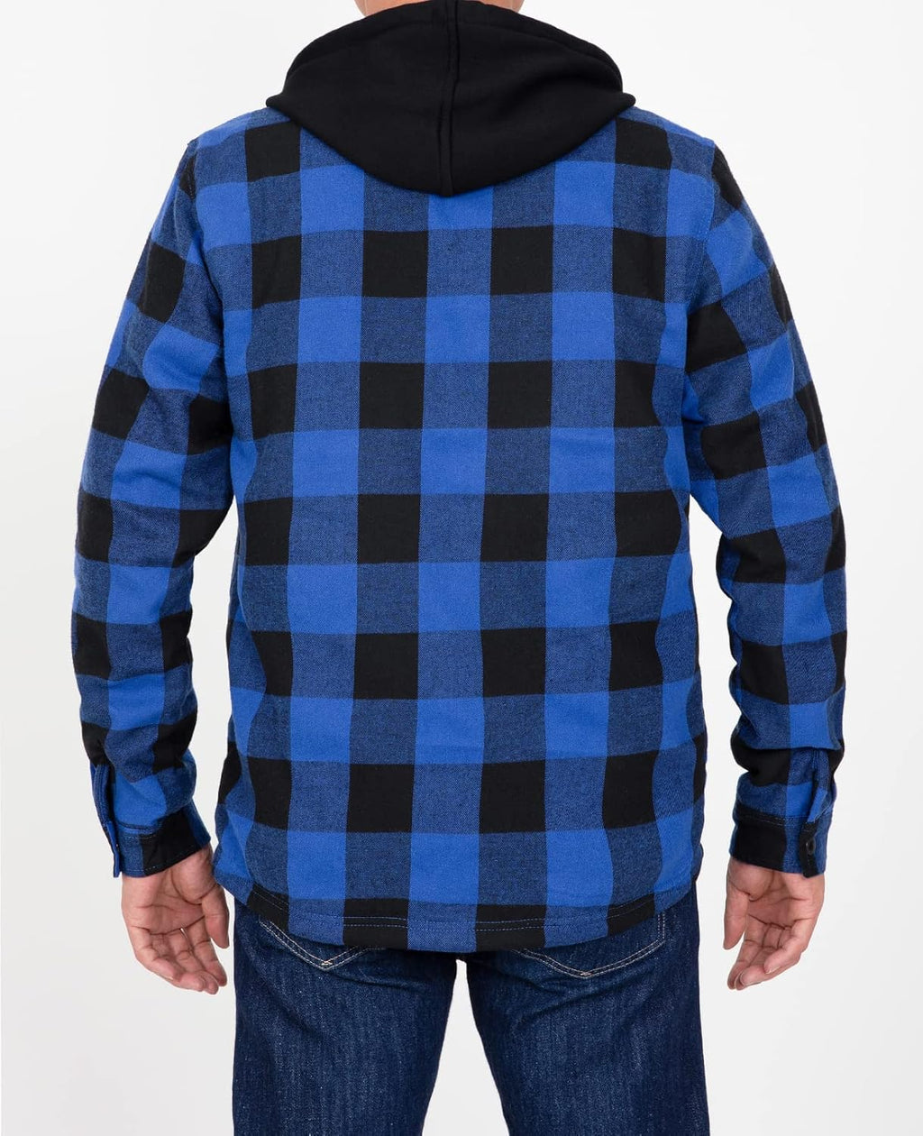 Men's Sherpa Lined Full Zip Hooded Plaid Shirt Jacket