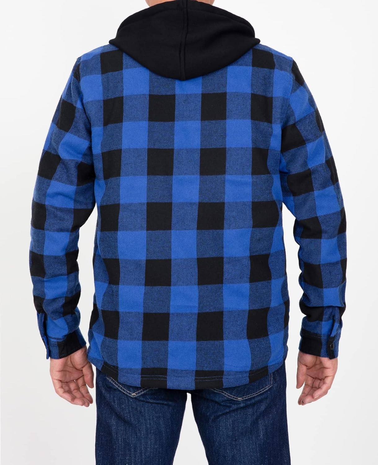 Men's Sherpa Lined Full Zip Hooded Plaid Shirt Jacket