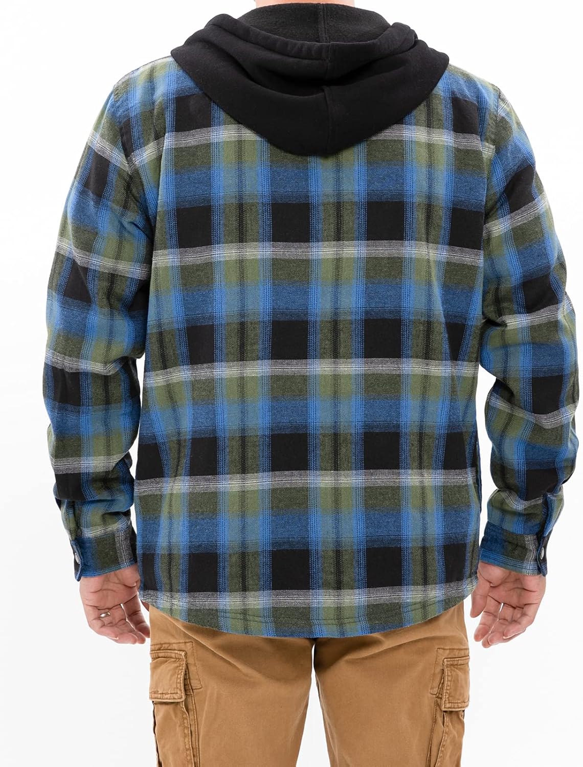 Men's Sherpa Lined Full Zip Hooded Plaid Shirt Jacket