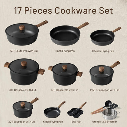 16 Piece Nonstick Pots and Pans Set Induction Compatible Kitchen Cookware
