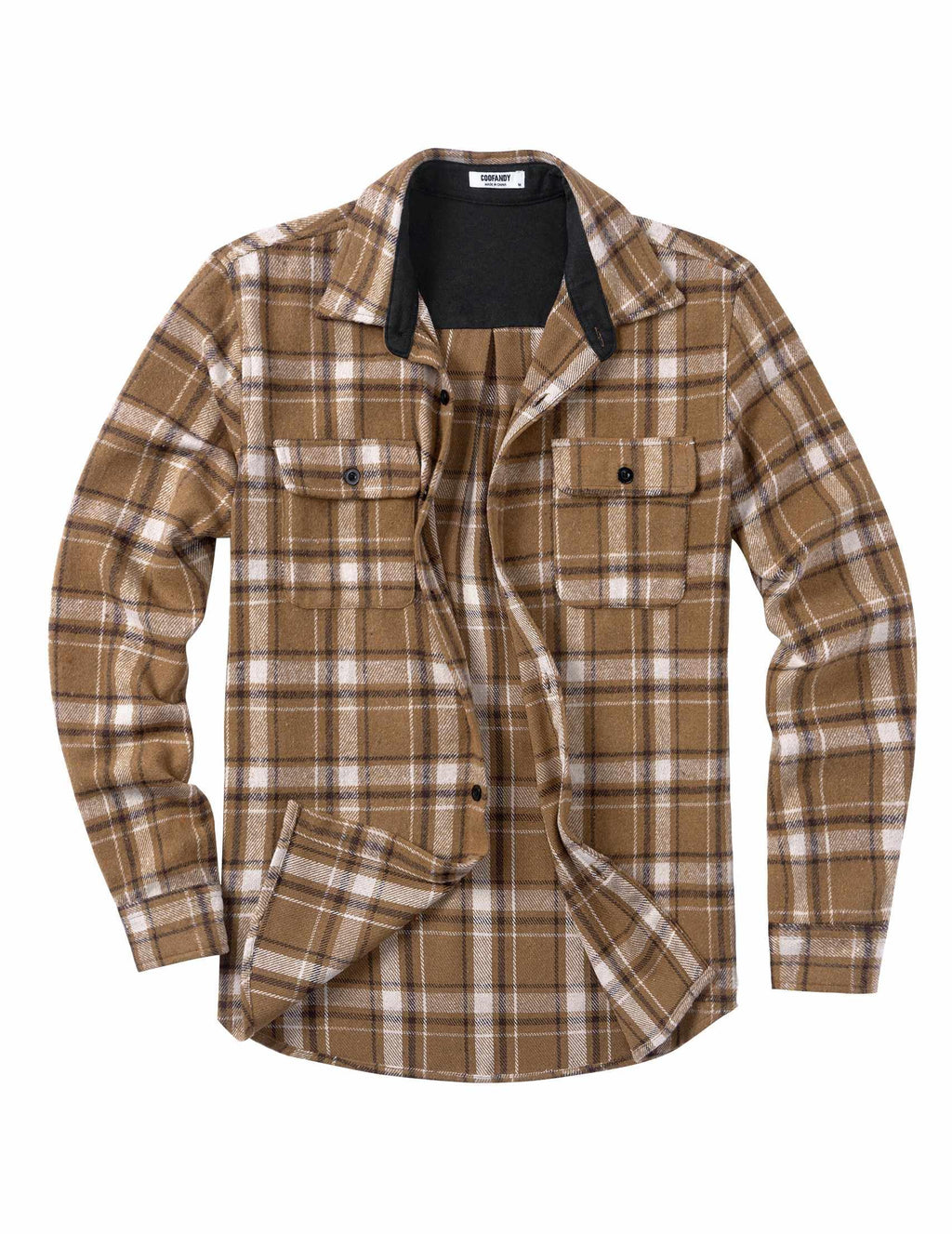 Mens Cotton Plaid Flannel Shirt Long Sleeve Casual Shirt Jacket With Pockets